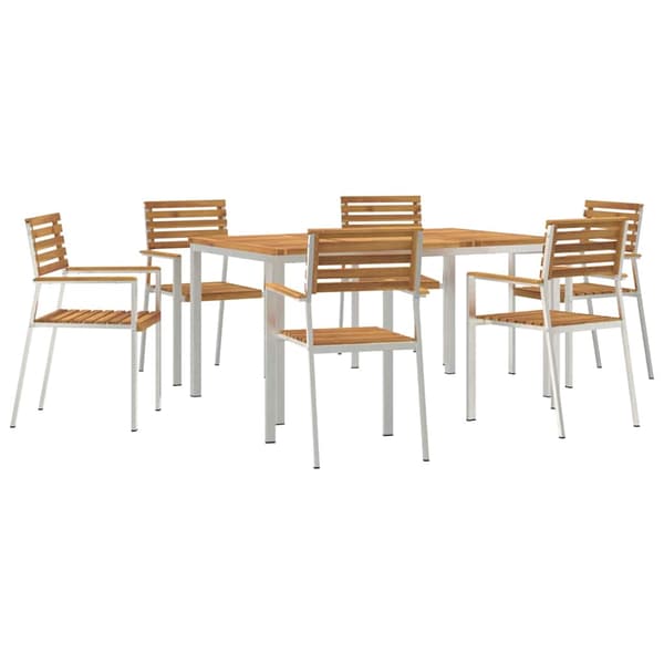 vidaXL Hage Spisegruppe 7 pcs Brun Solid akasietre
