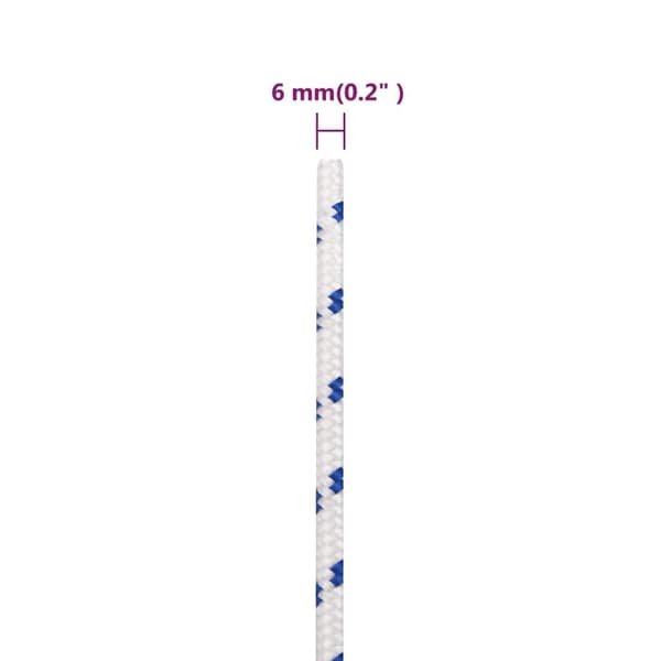 vidaXL Båtlina vit 6 mm 250 m polypropylen