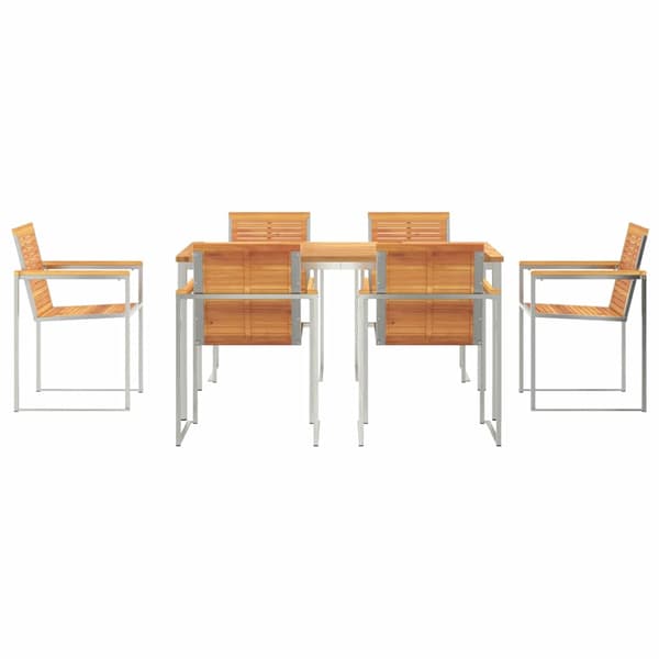 vidaXL Hage Spisegruppe 7 pcs Brun Solid akasietre