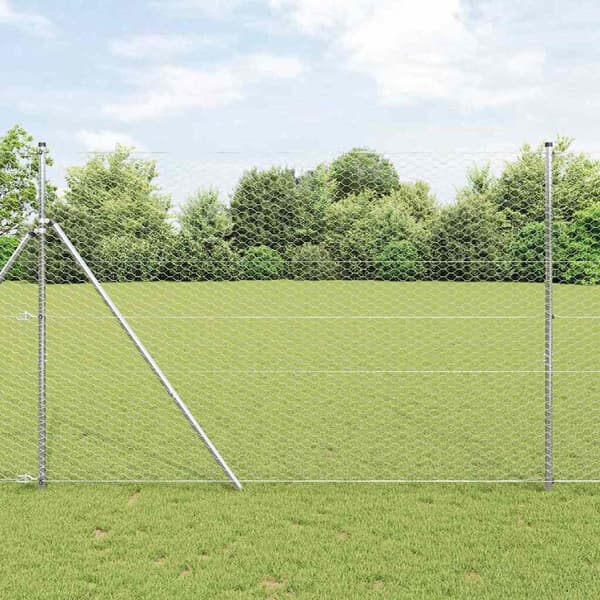 vidaXL Hexagonstängsel Silver 1,5 x 10 m Galvaniserat stål