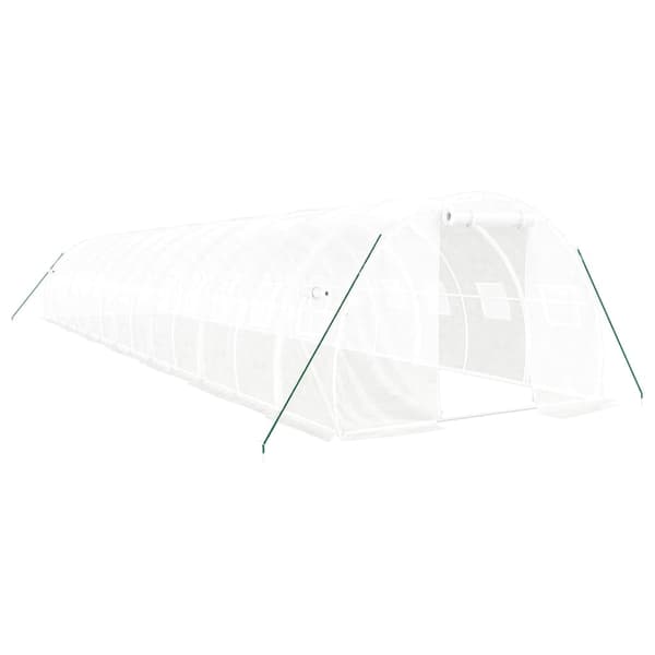 vidaXL Växthus med stålram vit 42 m² 14x3x2 m