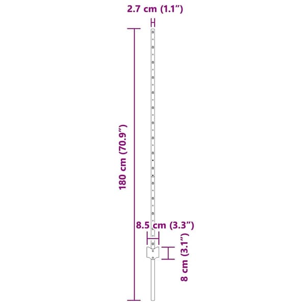 vidaXL Gjerdepåle 11 pcs sølv 140 cm Stål