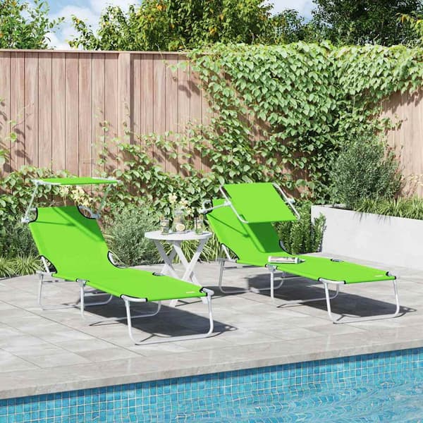 vidaXL Solstol 2 pcs grønn 58 x 188 x 77cm Polyester