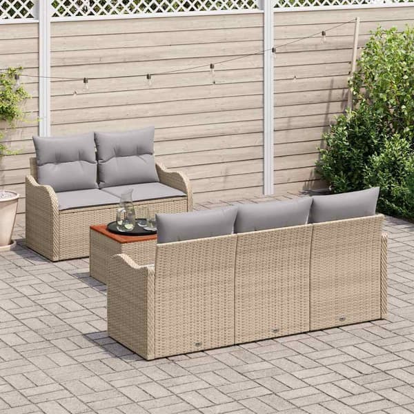 vidaXL Utesoffgrupp 6 delar Beige Polyrotting