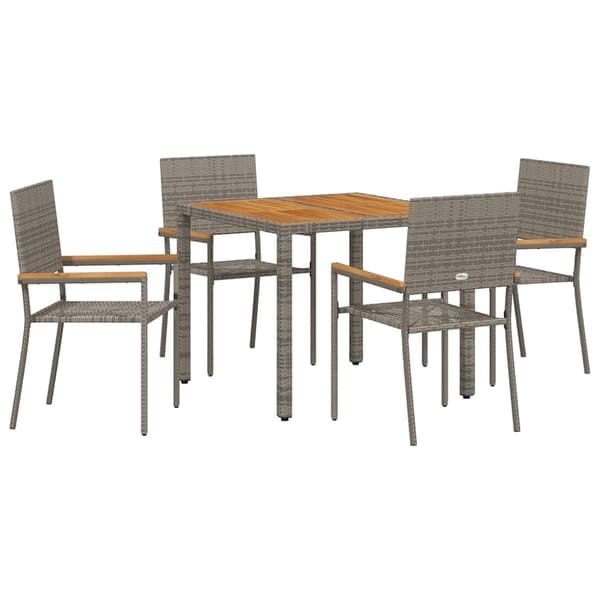 vidaXL Trädgårdsmöbelset 5 pcs Grå konstrotting