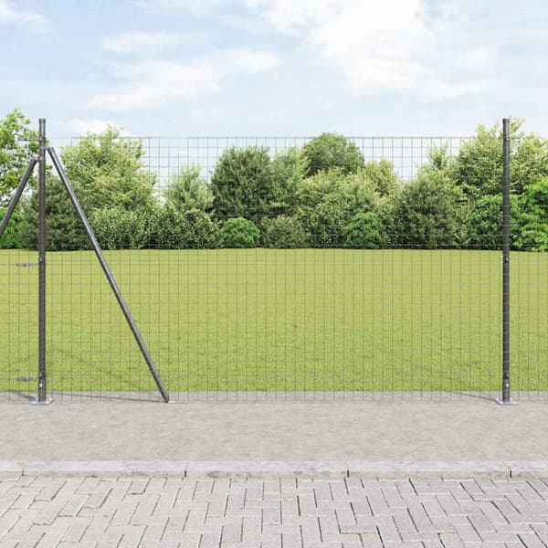 vidaXL Stängselstolpe 7 pcs Grå Stål