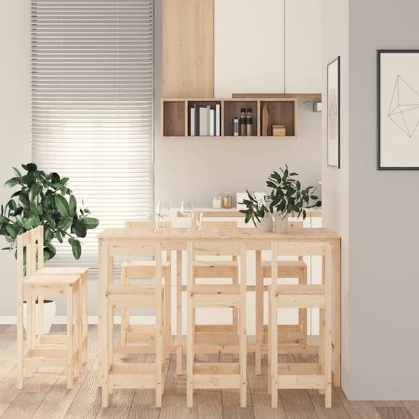 vidaXL Barsett 9 deler heltre furu