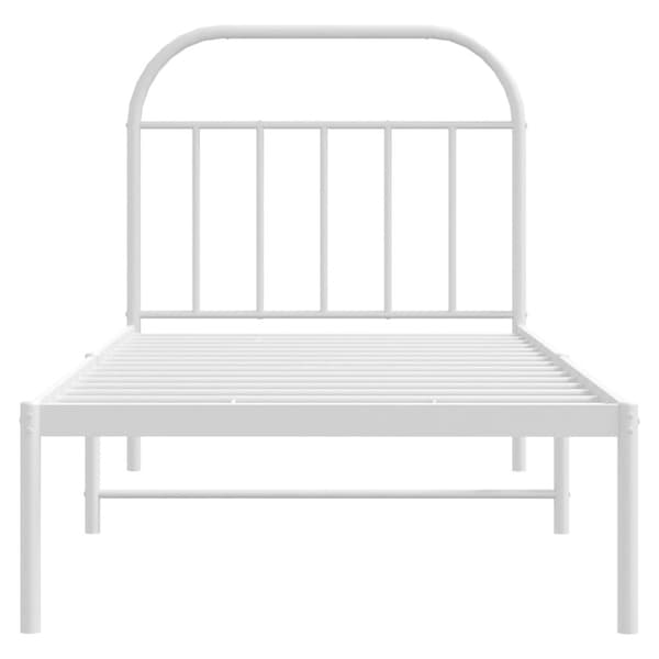 vidaXL Sengeramme i metall med hodegavl hvit 90x190 cm