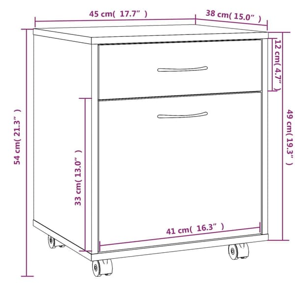 vidaXL Rulleskap røkt eik 45x38x54 cm konstruert tre