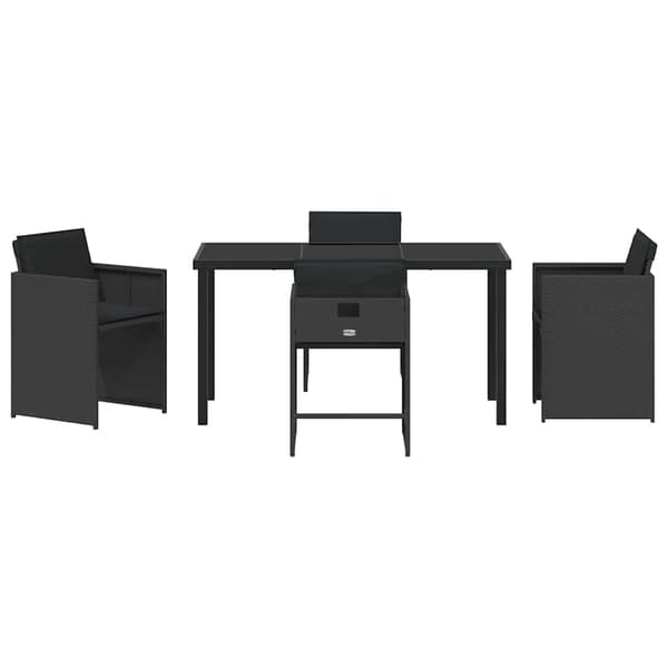 vidaXL Hage Spisegruppe 5 pcs Svart polyrotting