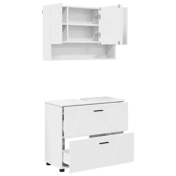 vidaXL Badrumsmöbelset med låda 2 st Vit 76,5 x 35 x 64 cm