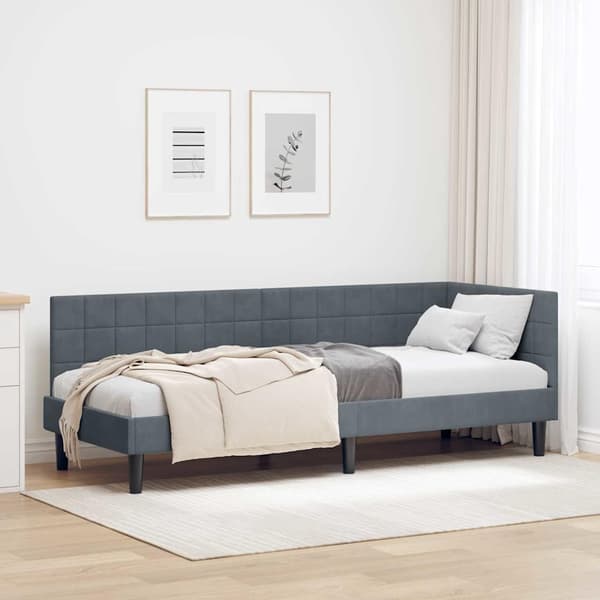 vidaXL Hörn sängram med sänggavel Mörkgrå 80 x 200 cm Sammet