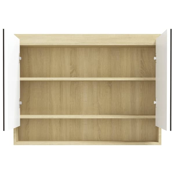vidaXL Speilskap til bad 80x15x60 cm MDF hvit og eik