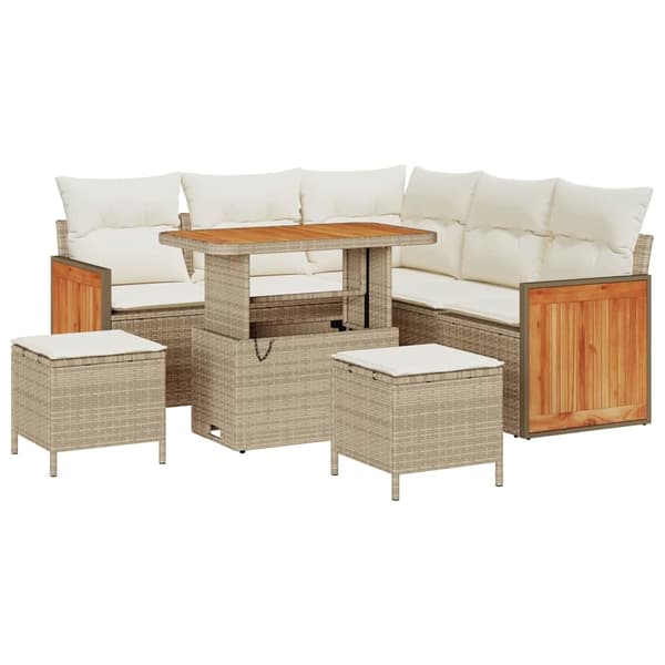 vidaXL 7-delars Trädgårds-Dining Set Svart Poly Rattan