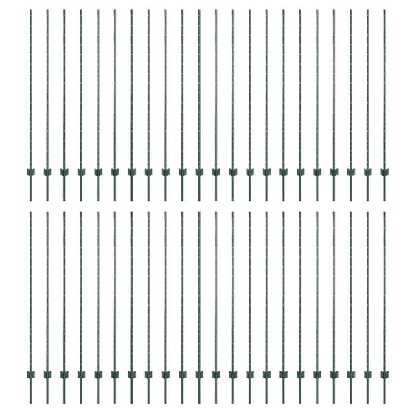 vidaXL Gjerdepåle 44 pcs grønn 200 cm Stål