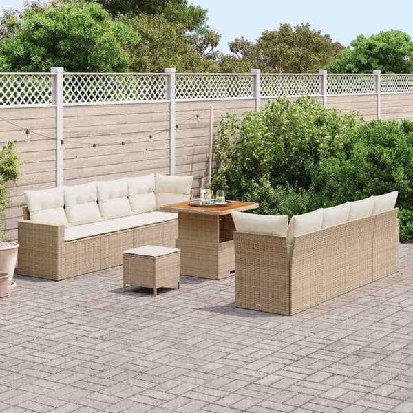 vidaXL Trädgårdsoffset 11 pcs Beige konstrotting