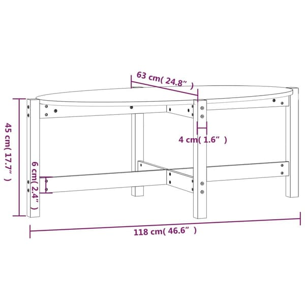 vidaXL Soffbord grå 118x63x45 cm massiv furu