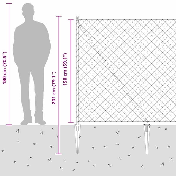 vidaXL Gjerdepåle sølv 10 x 1,5 m (40 x 40 mm mesh) Stål