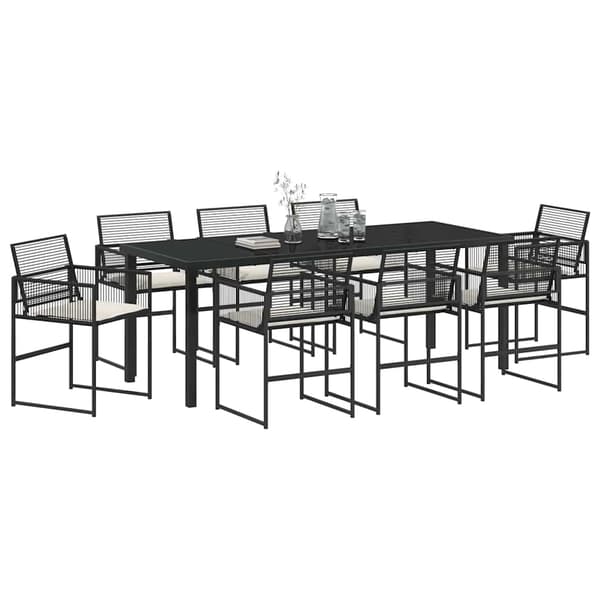 vidaXL Trädgårdsmöbelset 9 pcs Svart Pulverlackerat stål