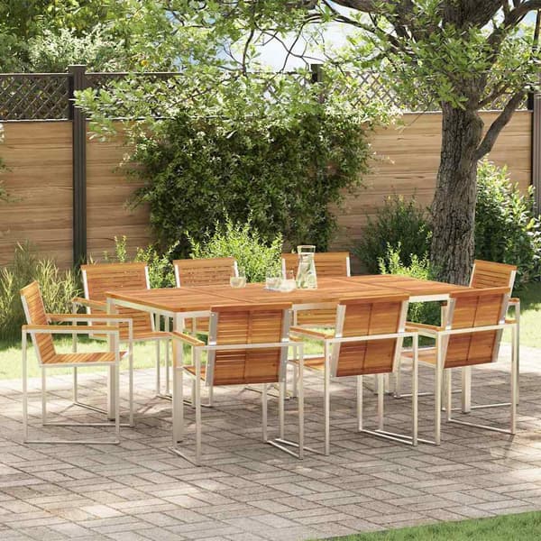 vidaXL Hage Spisegruppe 9 pcs Brun Solid akasietre