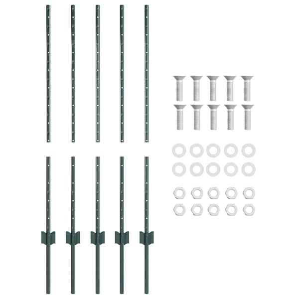 vidaXL Stängselstolpe 5 pcs Grön 140 cm Stål