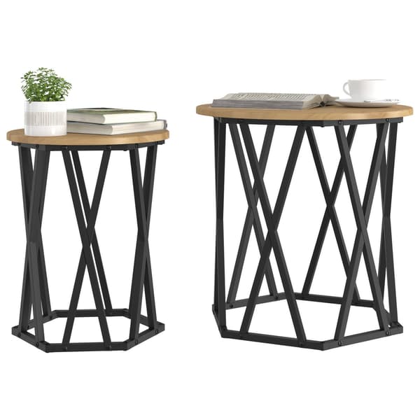 vidaXL Kaffebord 2 pcs Artisan Eik Konstruksjonsvirke og stål