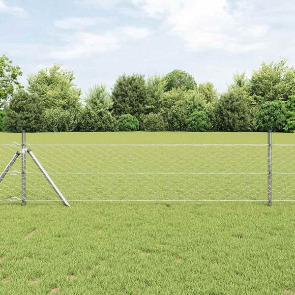 vidaXL Gjerdepåle sølv 100 x 0,8 m (50 mm mesh) Stål