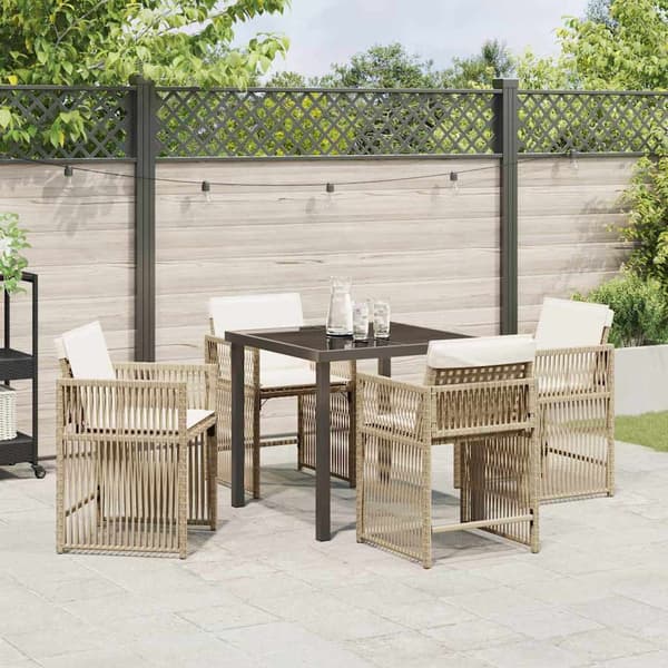 vidaXL Hage Spisegruppe 5 pcs Beige polyrotting
