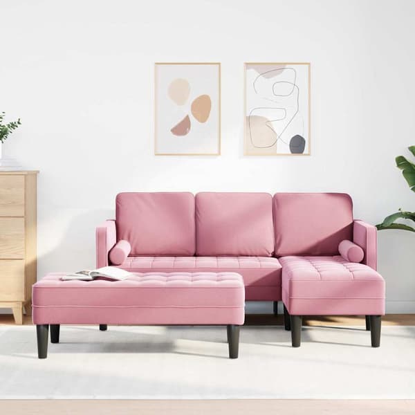vidaXL Soffset med kudde 2 pcs Rosa Polyester