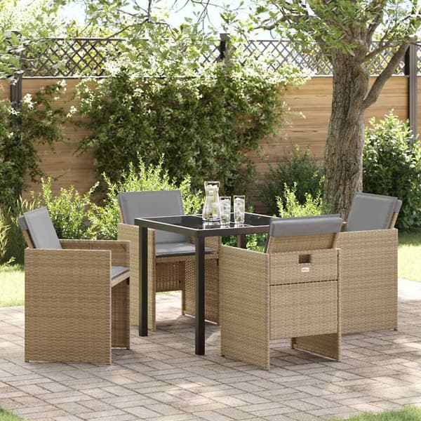 vidaXL Hage Spisegruppe 5 pcs Beige polyrotting