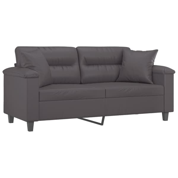 vidaXL 2-sits soffa med prydnadskuddar grå 140 cm konstläder