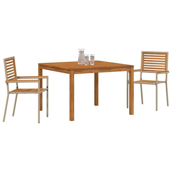 vidaXL Hage Spisegruppe 3 pcs Beige Solid akasietre
