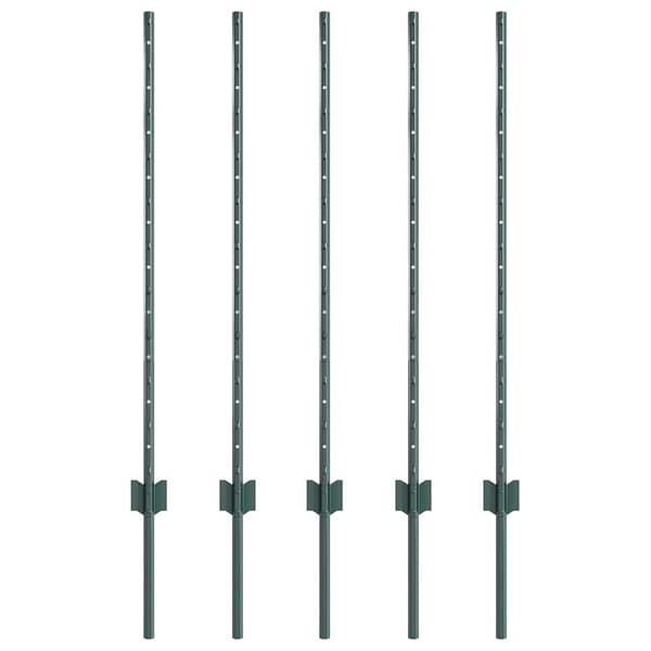vidaXL Stängselstolpe 5 pcs Grön 140 cm Stål