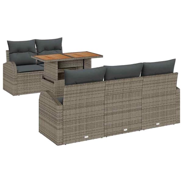 vidaXL Trädgårdsoffset med lagring 6 pcs Grå Poly rattan