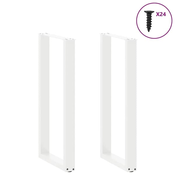 vidaXL Soffbordsben U-formade 2 st vit 50x(100-101) cm stål
