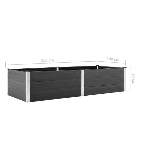 vidaXL Høybed 250x100x54 cm WPC grå