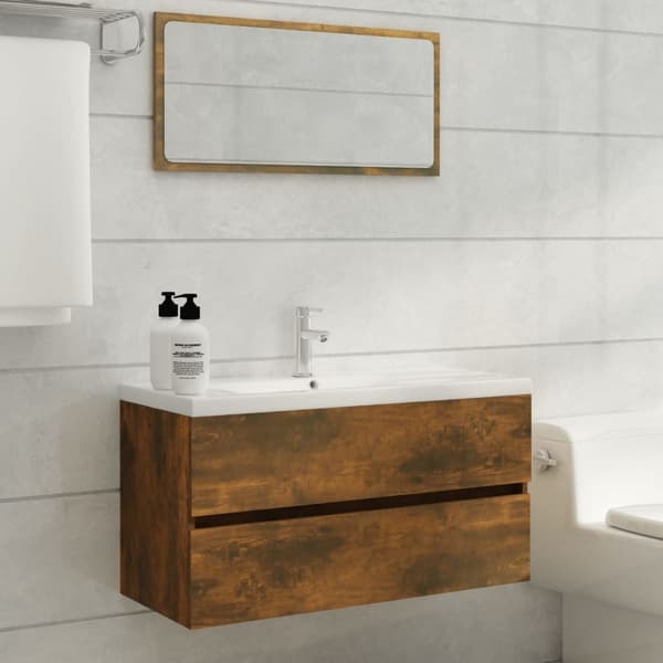 vidaXL Servantskap røkt eik 90x38,5x45 cm konstruert tre