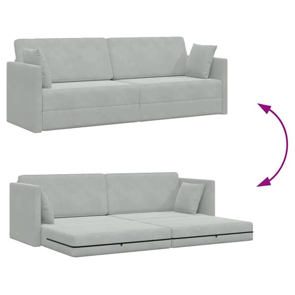 vidaXL Golvbäddsoffa Ljusgrå 213 x 70 x 77 cm Sammet