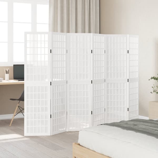 vidaXL Romdeler 6 paneler hvit heltre keisertre
