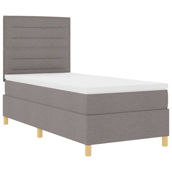 vidaXL Box Spring Säng med madrass Taupe Enkel Tyg