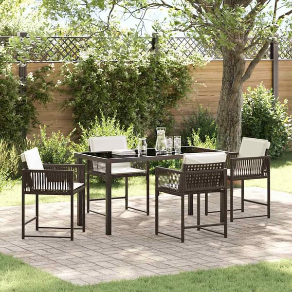 vidaXL Hage Spisegruppe 5 pcs Brun polyrotting