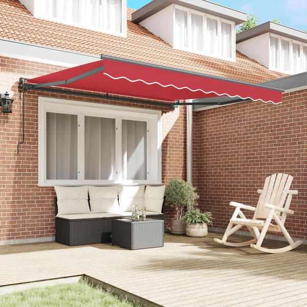 vidaXL Markisram Röd 350 x 250 cm Polyester med PU-beläggning