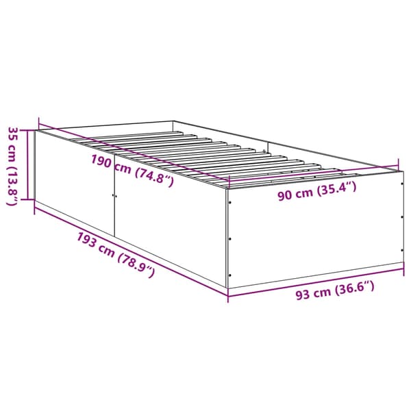 vidaXL Sängram vit 90x190 cm konstruerat trä