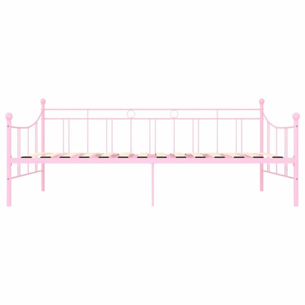 vidaXL Ramme til dagseng rosa metall 90x200 cm