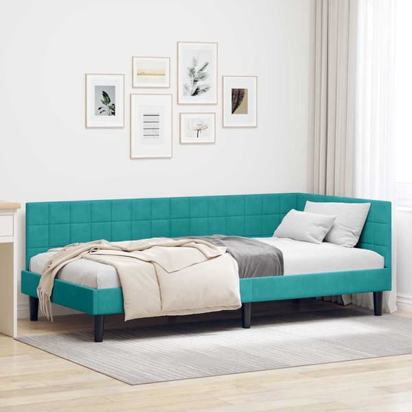 vidaXL Hörnssängram Turkos 100 x 200 cm Sammet