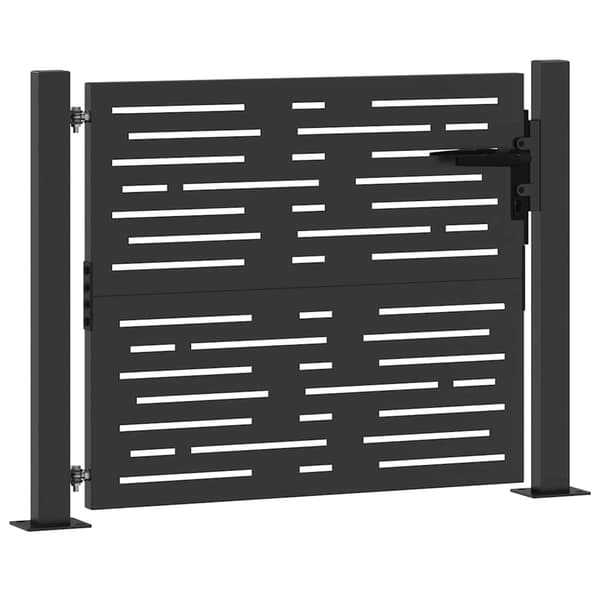 vidaXL Trädgårdsgrind med lås Svart 100 x 100 cm Pulverlackerat stål