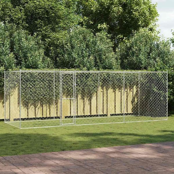 vidaXL Hundbur silver 600 x 200 x 200 cm Galvaniserat Stål