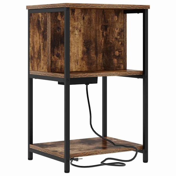 vidaXL Nattbordskap Røkt eik 38 x 31 x 61 cm Konstruert tre