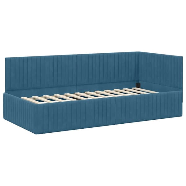 vidaXL Hörn sängram med sänggavel Blå 90 x 200 cm Sammet