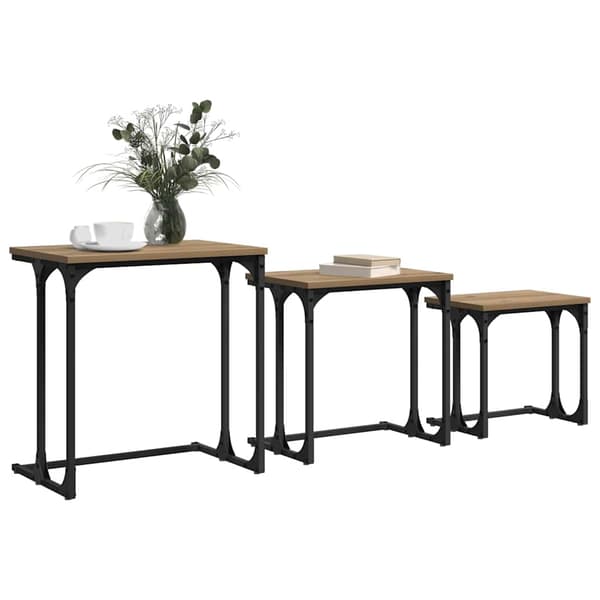 vidaXL Kaffebord med Nesting 3 pcs artisan eik Konstruert tre